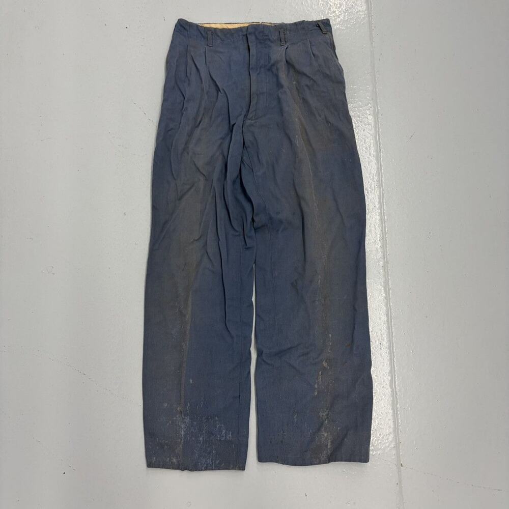 Vintage 50s Higgins Blue Drop Loop Gabardine Pants 26x27